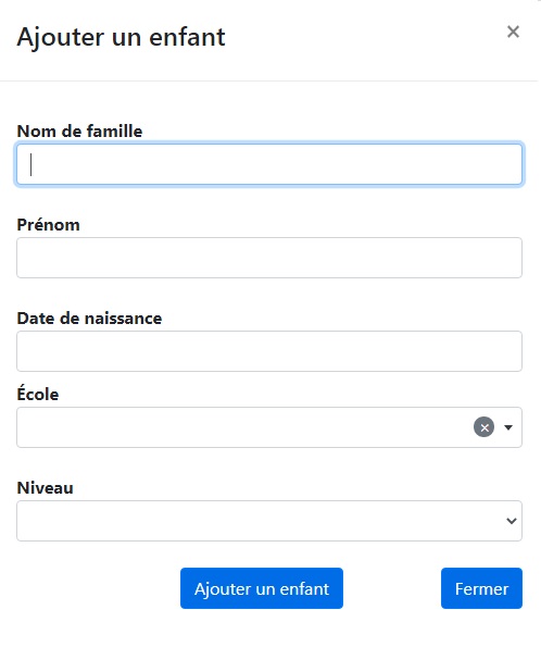 BP WEB - FR - Portail _ Ajouter un enfant questions