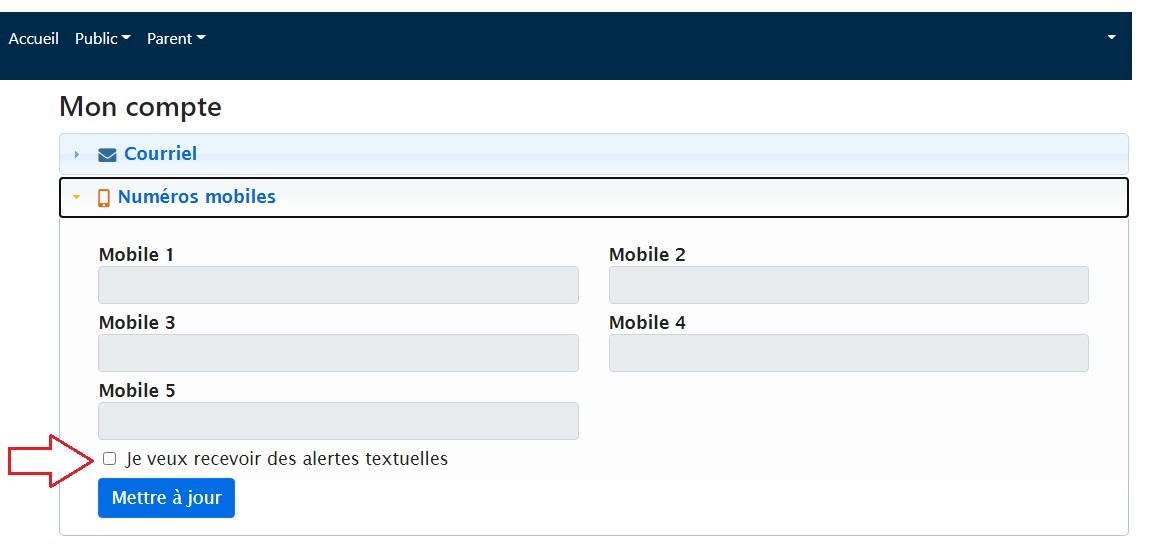 Parent account Numéros mobiles4